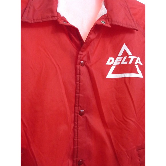 Vintage Red Delta Jacket Fleece Furry Lining - Picture 2 of 6